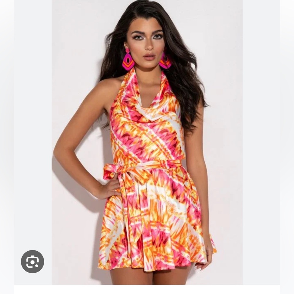 Summer time fine cowl neck romper